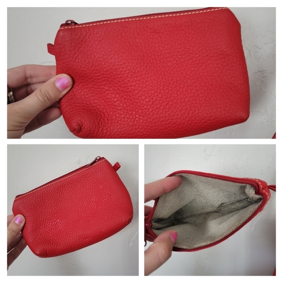 Dooney & Bourke Red Pebbled Leather Tote Bag Crossbody Purse Wallet - Picture 2 of 12